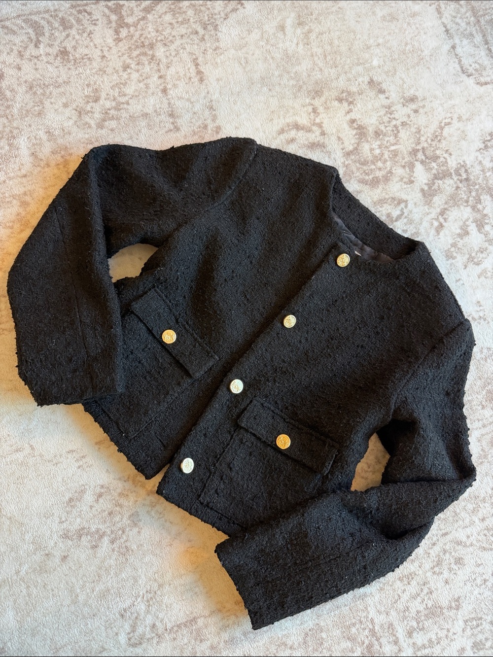 Tweed Black Jacket with Gold Buttons